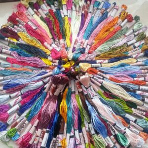 100 Hand Embroidery Silk/Rayon Stranded Skeins Thread Set – Vibrant Colors for Needlework & Crafting