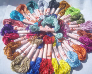 25 Skeins Large Silk Stranded Glitter Twisted Embroidery Threads Skiens