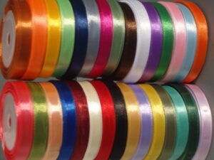 30 Rolls OF SATIN RIBBON, 30 COLORS 750 YARDS 10 MM