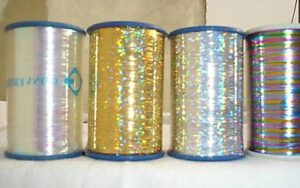 4 Spools of LUREX High Quality Thread 2500 Mtrs each, Lurex Holographic Threads 1/69'' Sparkling Thread for Fly Tying, Decorations, DIY & Crafts