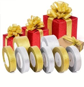 Gold Silver Metallic Rolls of Organza Ribbon - 25 Yards, Sizes 3mm to 50mm