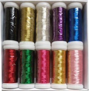 10 Metallic Embroidery Machine Thread Spools; 200 Meters Each