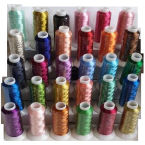 30 Metallic Embroidery Spools, 30 different Colours x 1,000 Meters (1100 Yards) Each