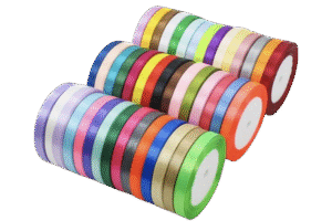 15 ROLLS SATIN RIBBON, 15 COLOURS , 25 Yards rolls each; 25 MM/1″