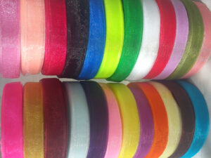 20 Rolls, ORGANZA RIBBON, 50 YARDS Rolls, 20 Different Colours; Size 12MM