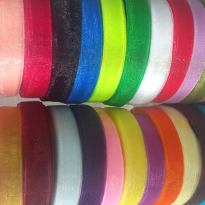 20 Rolls, ORGANZA RIBBON, 50 YARDS Rolls, 20 Different Colours; Size 12MM